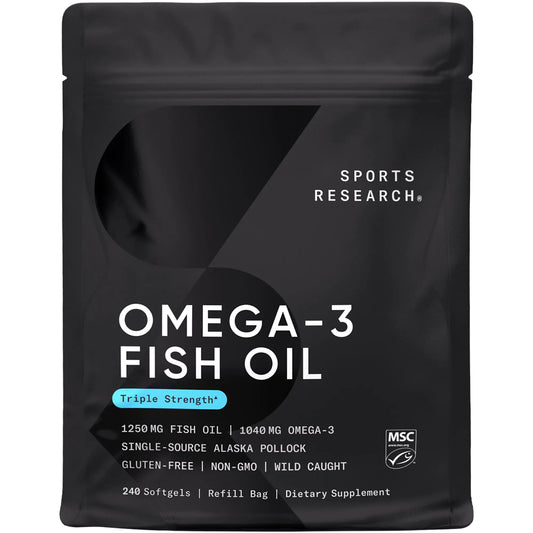 Sports Research Triple Strength Omega 3 Fish Oil Fatty Acids - 1250 mg 240 ct