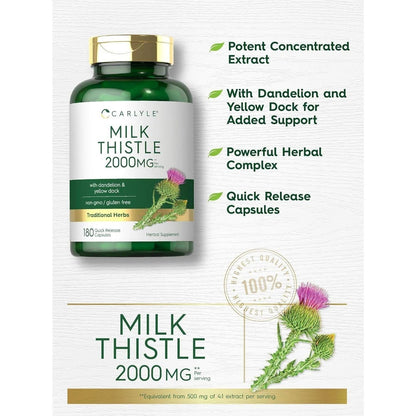 Carlyle Milk Thistle 2000mg with Dandelion & Yellow Dock