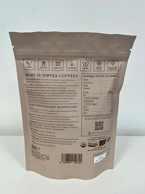 DIRTEA Mushroom Coffee Lions Mane Chaga, Tremella, Maca & Ashwagandha